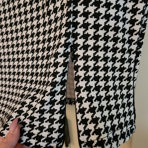 Nwot Venus Houndstooth Black Piping Side Zip Pencil Skirt Size Medium - Picture 3 of 9